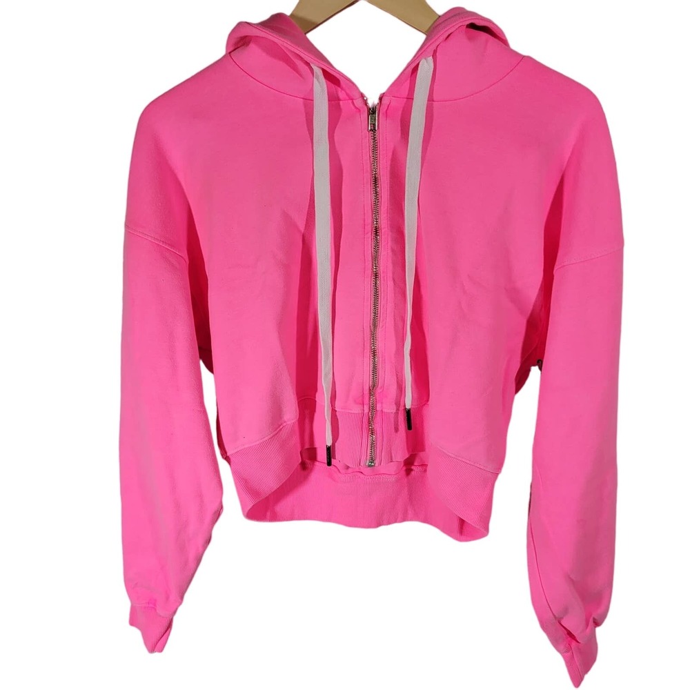 SOUL Cropped Zip Up Hoodie Bright Pink Athletic Casual Womens Size S